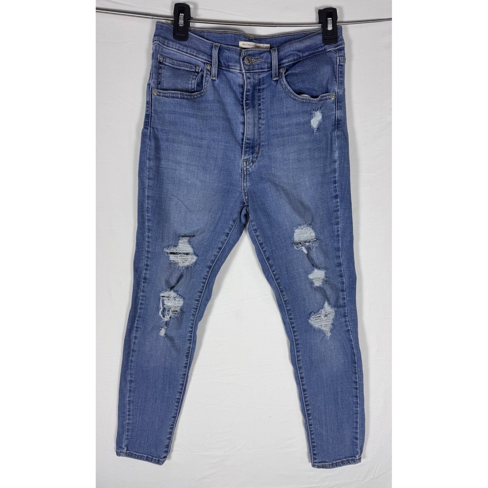 Levi's Women's Distressed Mile High Super Skinny Jeans Size 30 Light High Rise